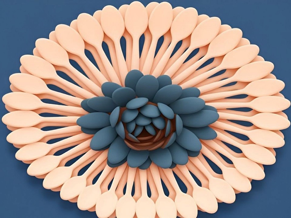 Plastic Spoons and Forks Flower- 3D AI Generated